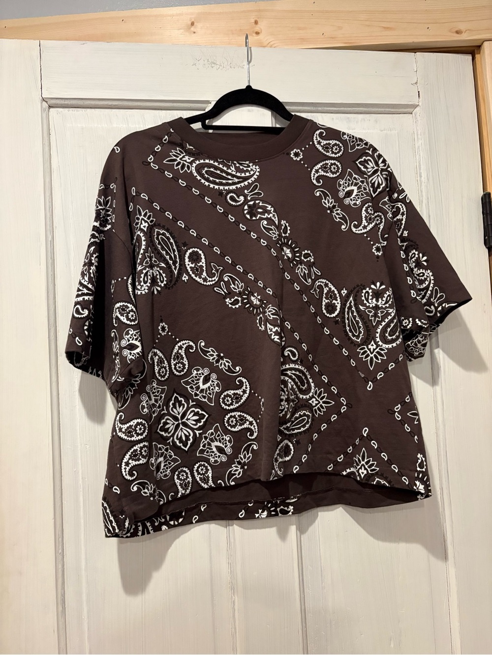 Madewell Brown Bandana Print Short Sleeve Top